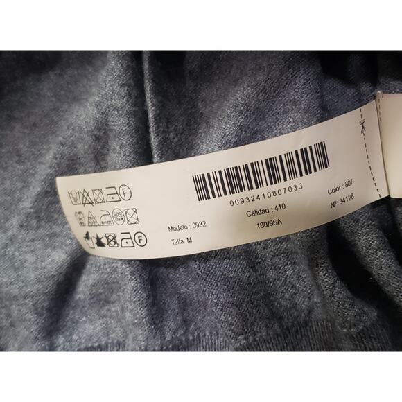 Massimo Dutti Cotton Silk Cashmere V-Neck Gray Pullover Jumper Sweater Size M - Picture 4 of 7